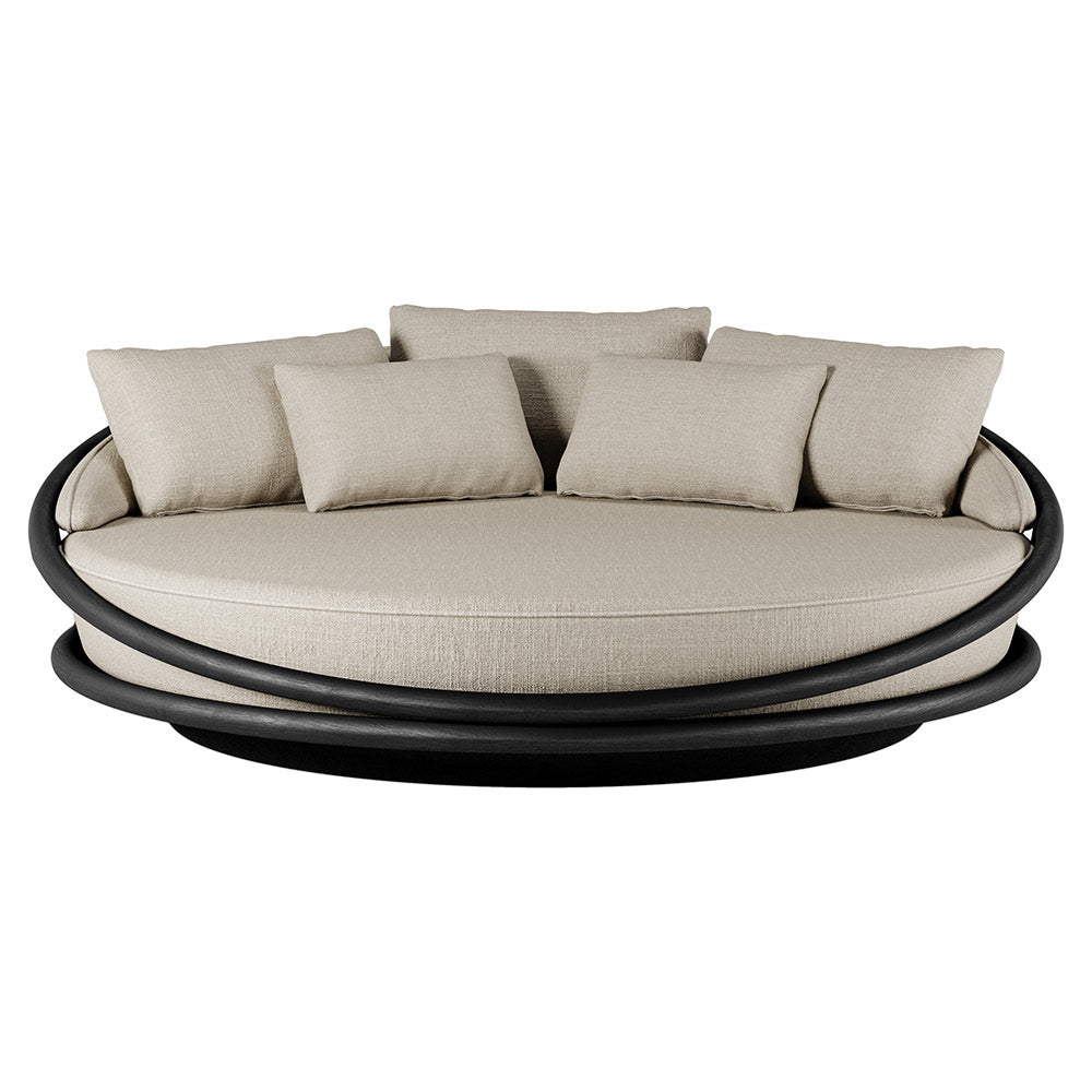 Solis Outdoor Daybed - Beige Structured, Black Teak Frame