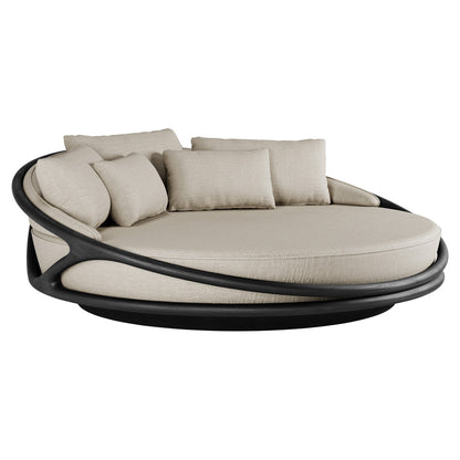 Solis Outdoor Daybed - Beige Structured, Black Teak Frame