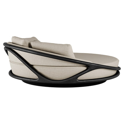 Solis Outdoor Daybed - Beige Structured, Black Teak Frame