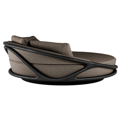 Solis Outdoor Daybed - Dark Brown Structured,  Black Teak Frame