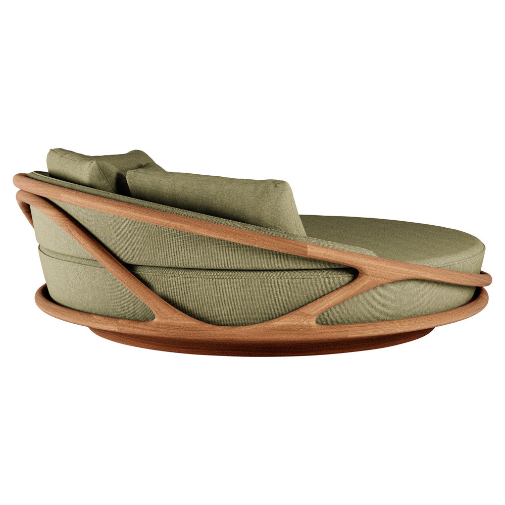 Solis Outdoor Daybed - Green Structured, Teak Frame