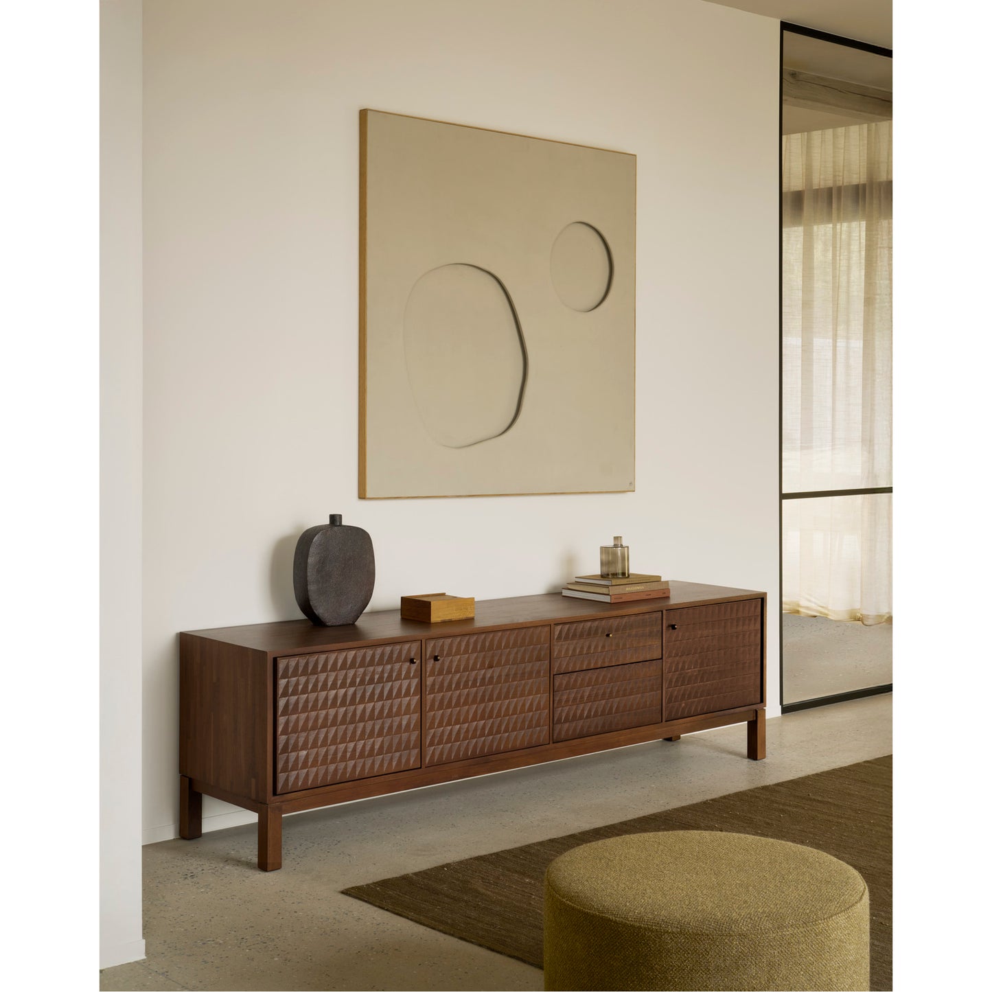 Sono TV Cupboard - 84"W, Dark Brown Teak