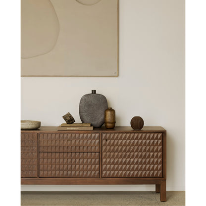 Sono TV Cupboard - 84"W, Dark Brown Teak