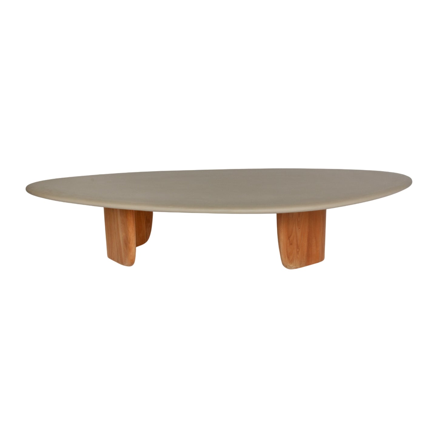 Sorrento Organic Coffee Table - Gray Micro Topping, Teak Base