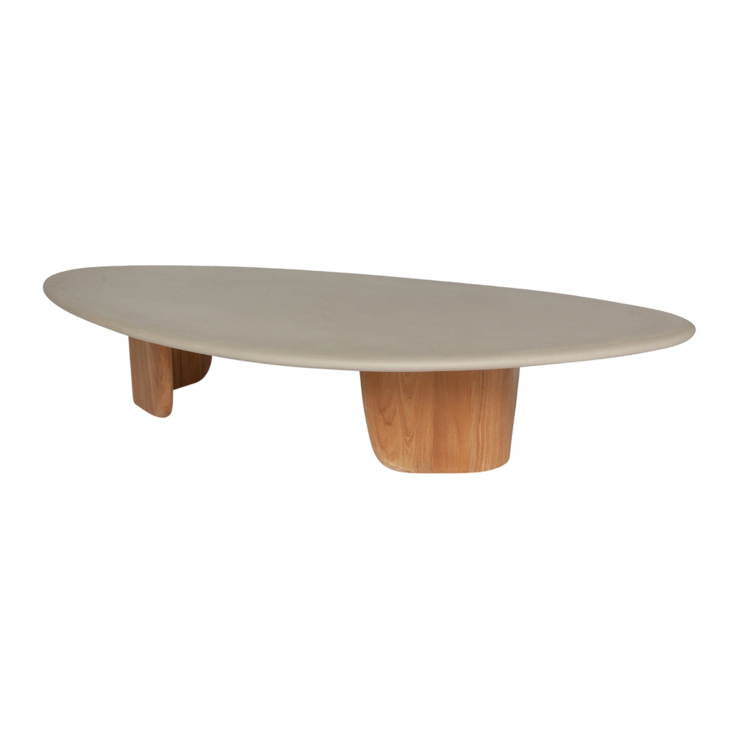 Sorrento Organic Coffee Table - Gray Micro Topping, Teak Base