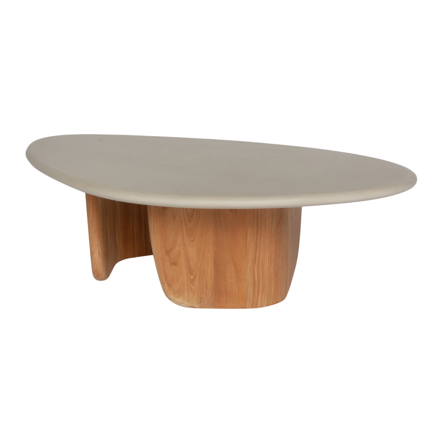 Sorrento Organic Coffee Table - Gray Micro Topping, Teak Base