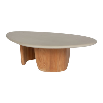Sorrento Organic Coffee Table - Gray Micro Topping, Teak Base