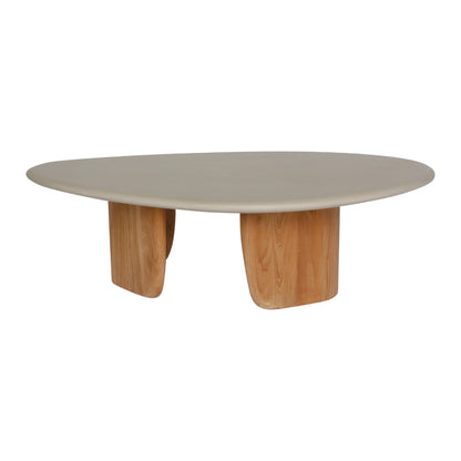 Sorrento Organic Coffee Table - Gray Micro Topping, Teak Base