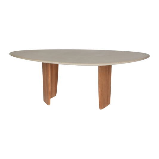 Sorrento Organic Dining Table - Gray Micro Topping, Teak Base