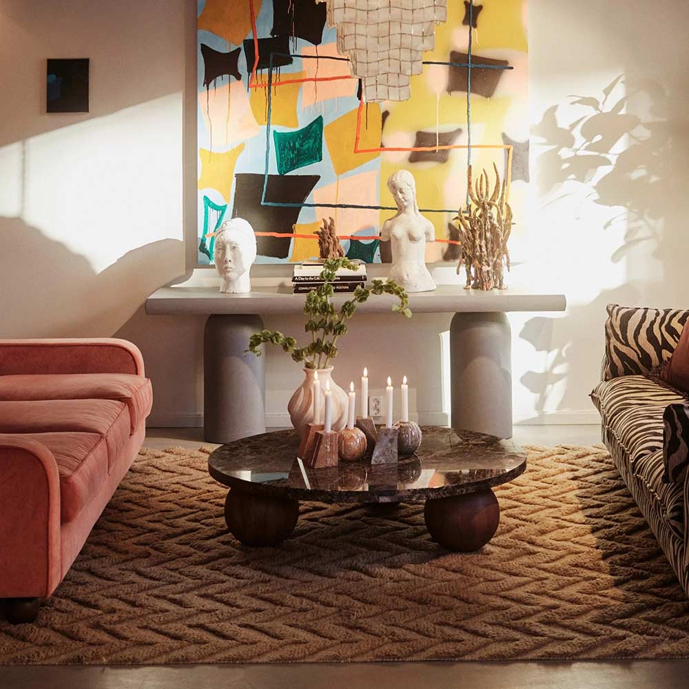 Sphere Round Sofa Table - Emperador