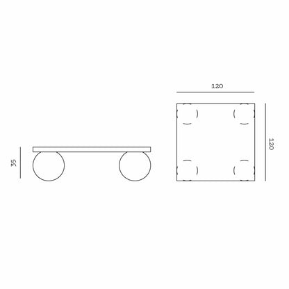 Sphere Square Sofa Table - Dark Emperador