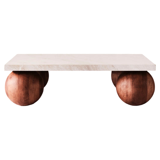Sphere Square Sofa Table - Travertino Bianco