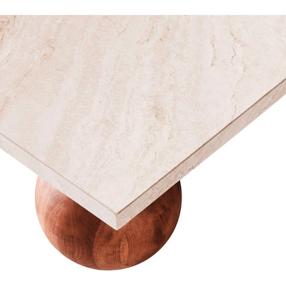 Sphere Square Sofa Table - Travertino Bianco