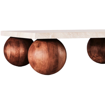 Sphere Square Sofa Table - Travertino Bianco