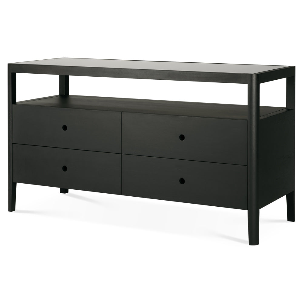 Spindle Dresser - 4 Drawers, Black Oak