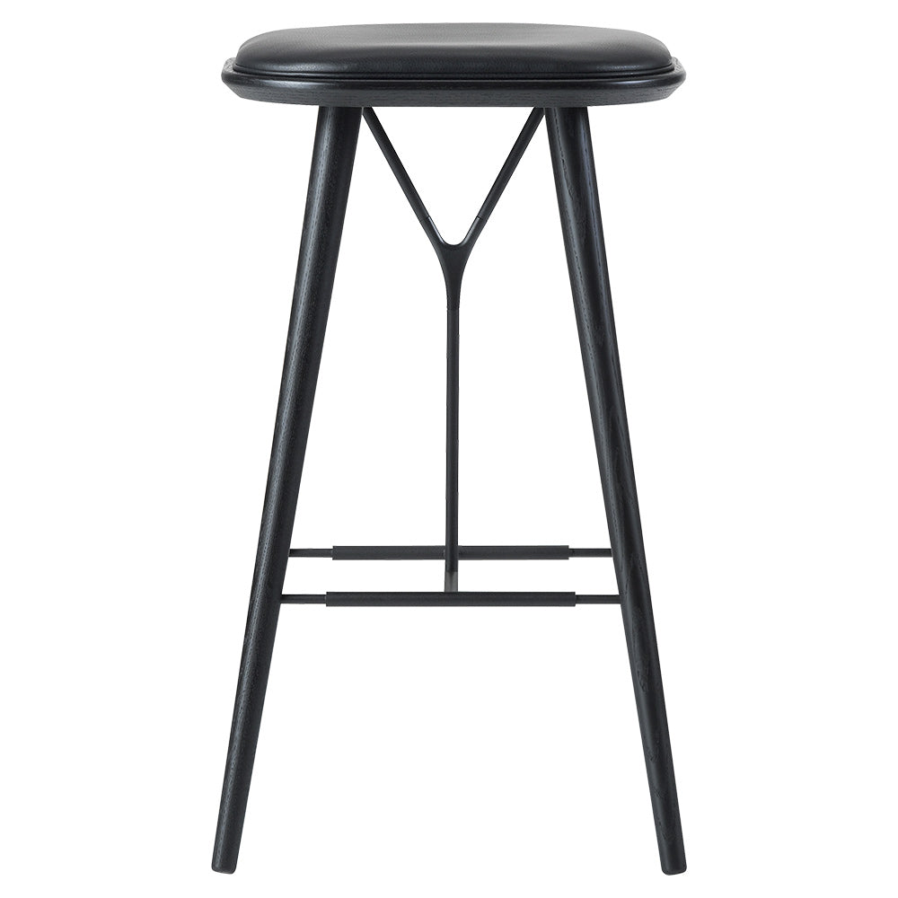 Spine Bar Stool - Leather, Black Lacquered Ash