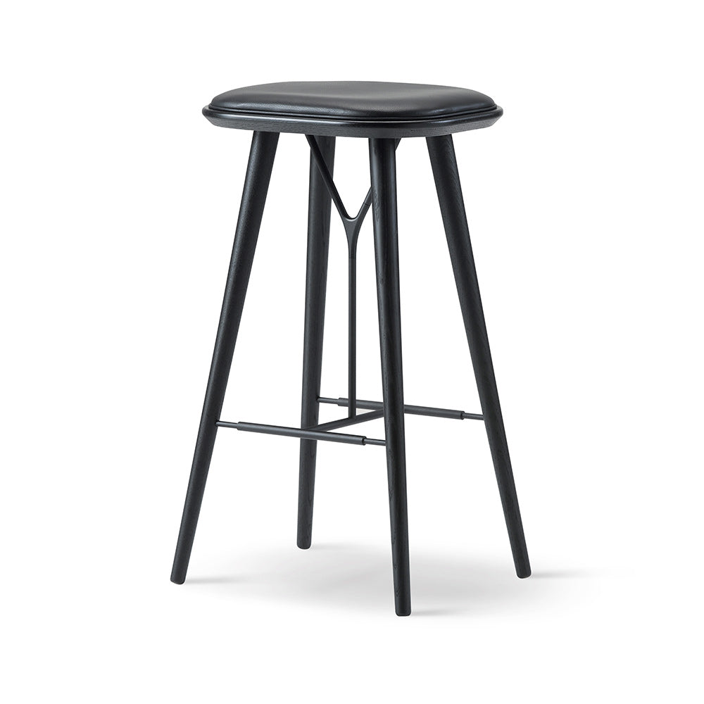 Spine Bar Stool - Leather, Black Lacquered Ash