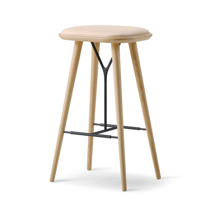 Spine Bar Stool - Leather, Lacquered Oak