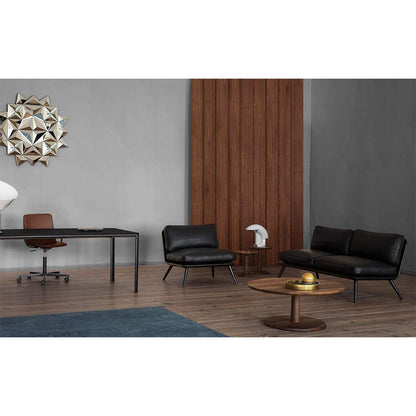 Spine Lounge Chair - Leather, Black Lacquered Ash