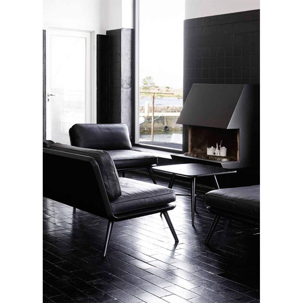 Spine Lounge Chair - Leather, Black Lacquered Ash