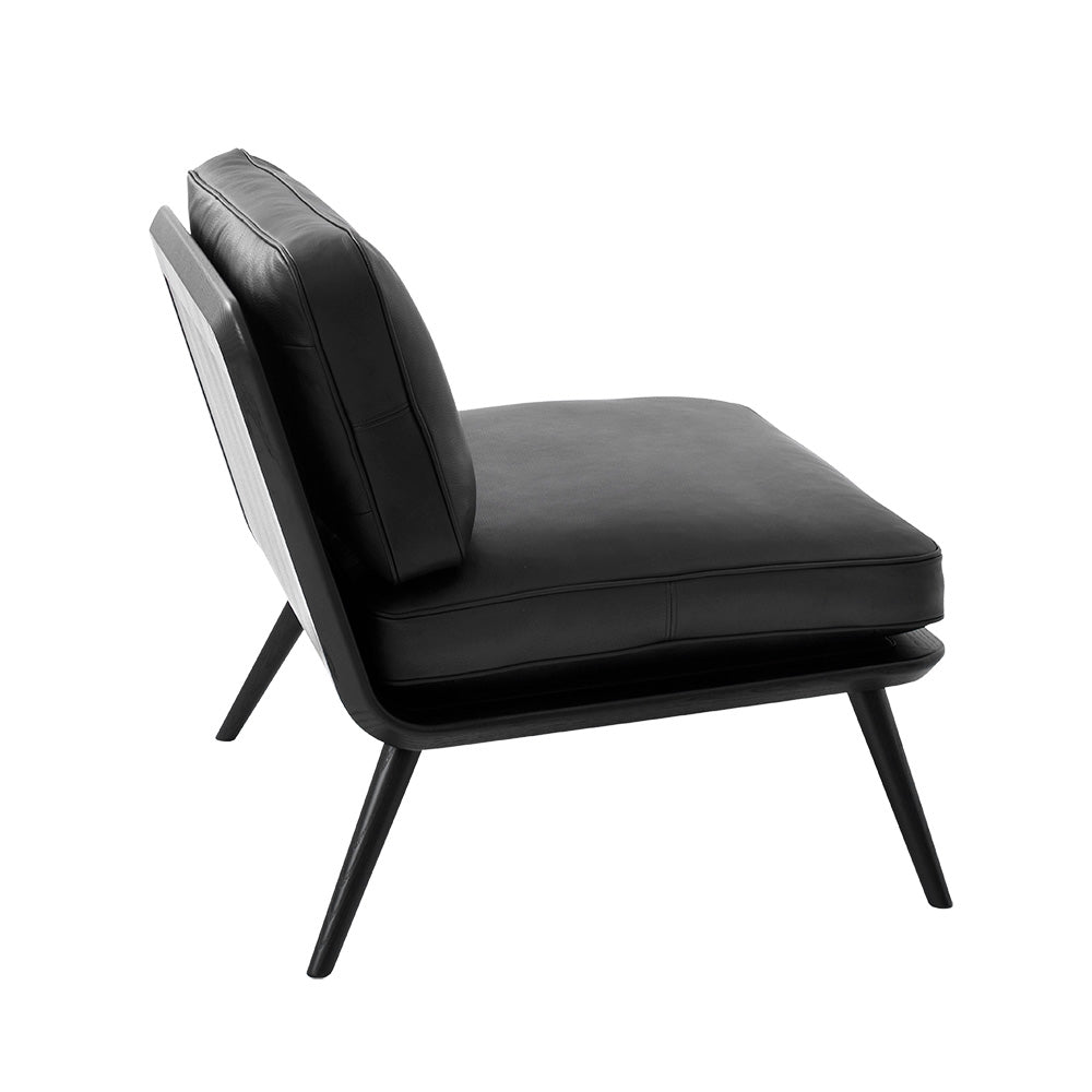 Spine Lounge Chair Petit - Leather, Black Lacquered Ash