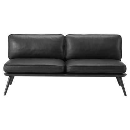 Spine Lounge Sofa - Leather, Black Lacquered Ash