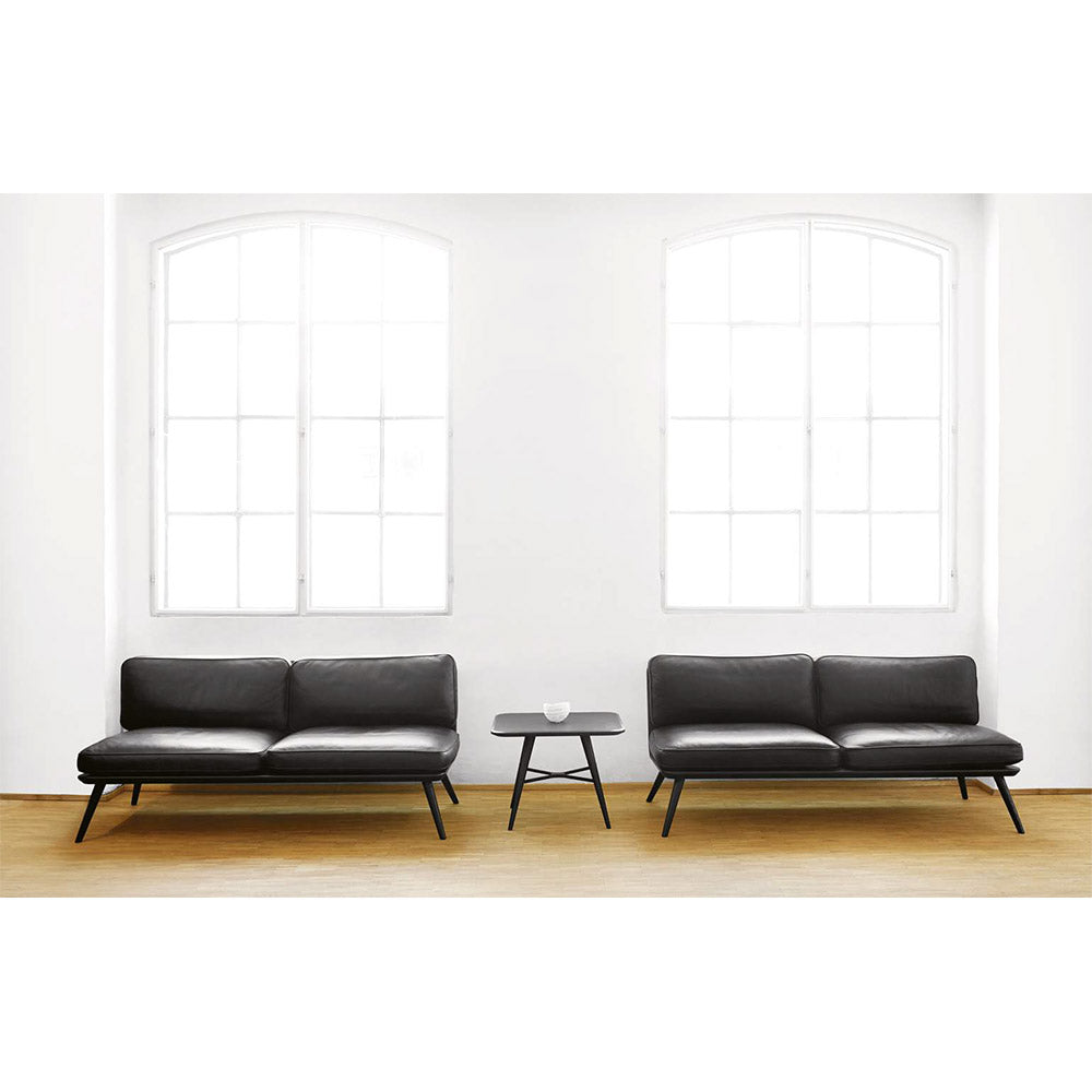 Spine Lounge Sofa - Leather, Black Lacquered Ash