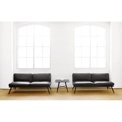 Spine Lounge Sofa - Leather, Black Lacquered Ash
