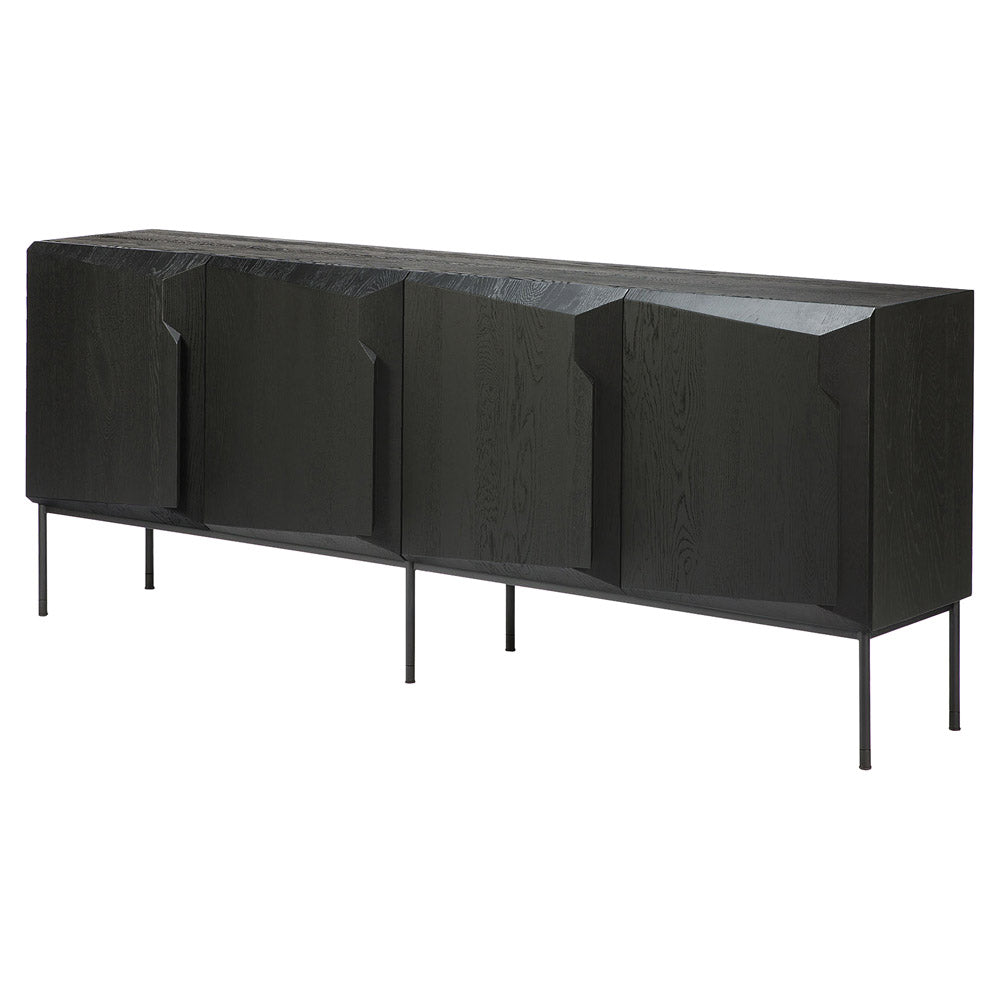 Stairs Sideboard - 4 Doors, Black Oak