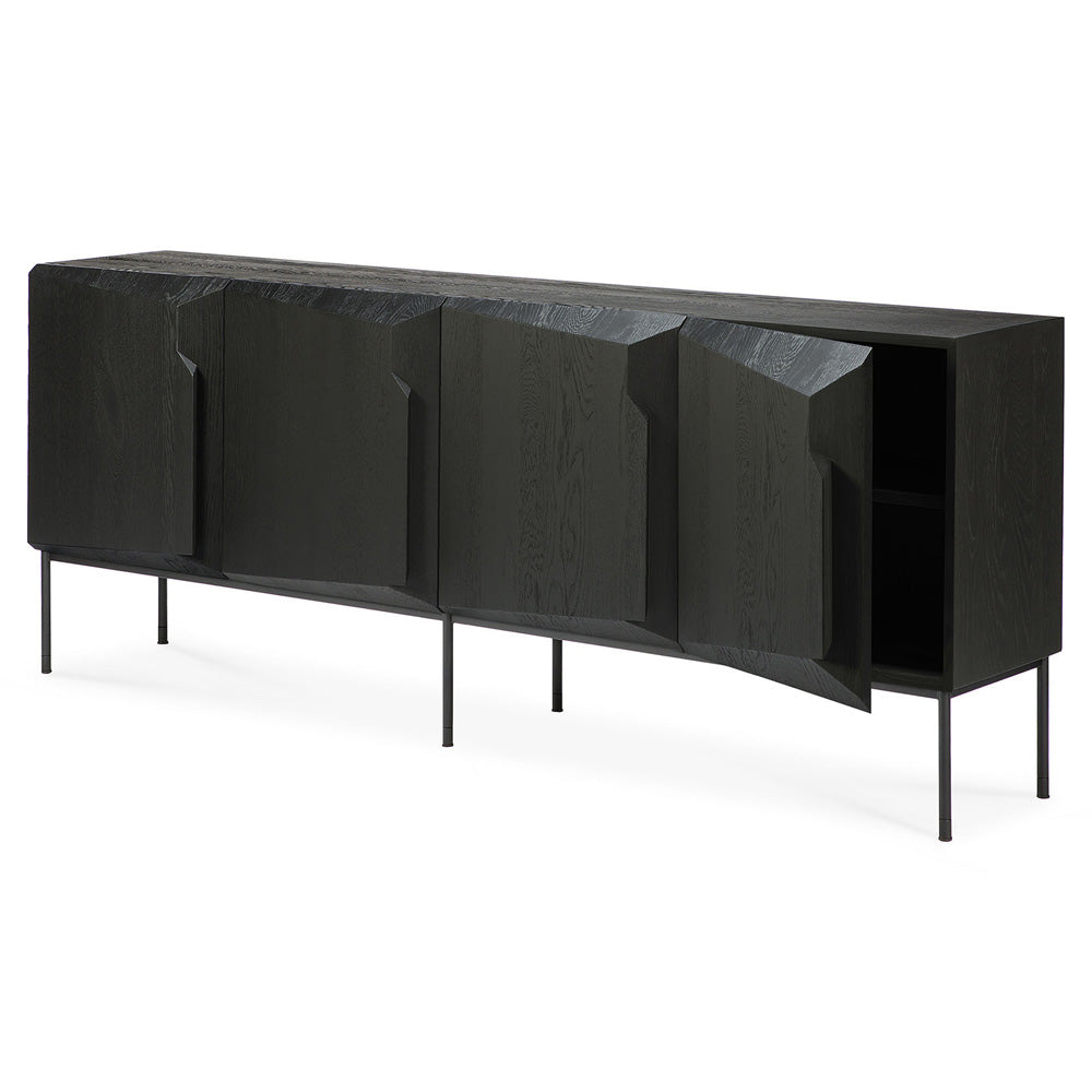 Stairs Sideboard - 4 Doors, Black Oak