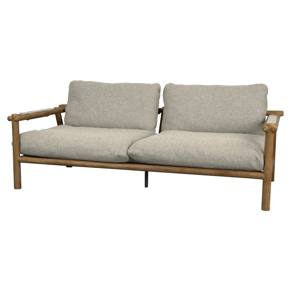 Sticks 2 Seater Sofa - Light Brown Cushions, Teak Frame