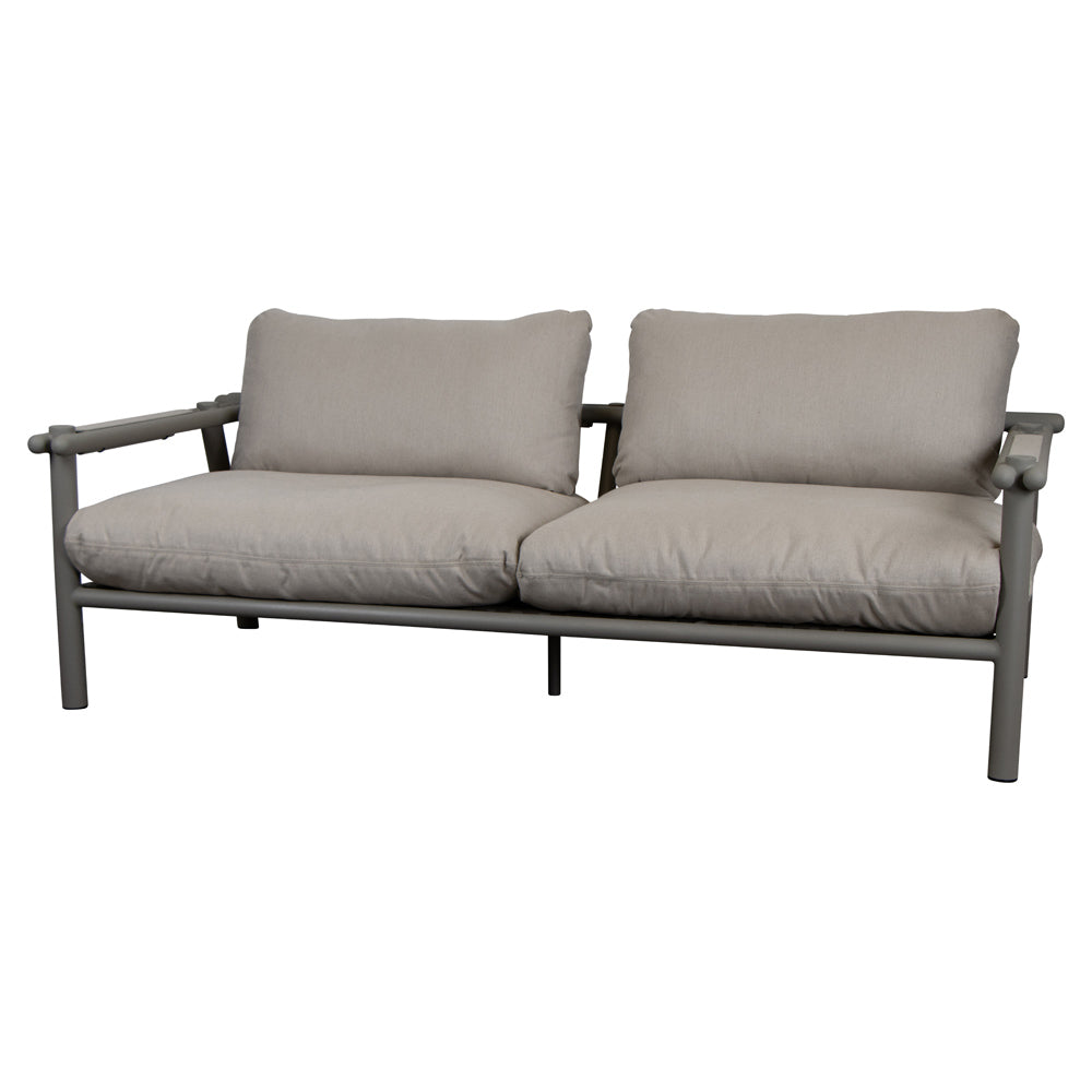 Sticks 2 Seater Sofa - Sand Cushions, Taupe Aluminum Frame