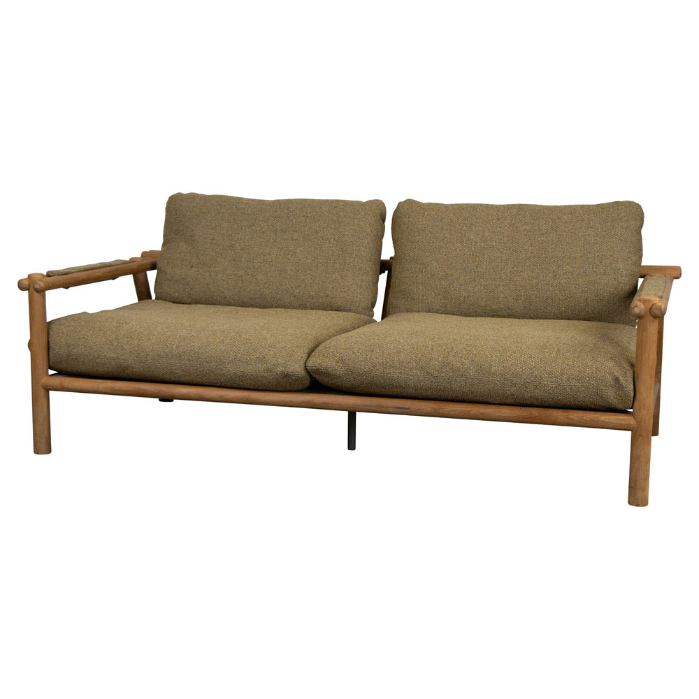 Sticks 2 Seater Sofa - Turmeric Yellow Cushions, Teak Frame