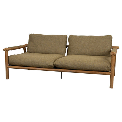 Sticks 2 Seater Sofa - Turmeric Yellow Cushions, Teak Frame