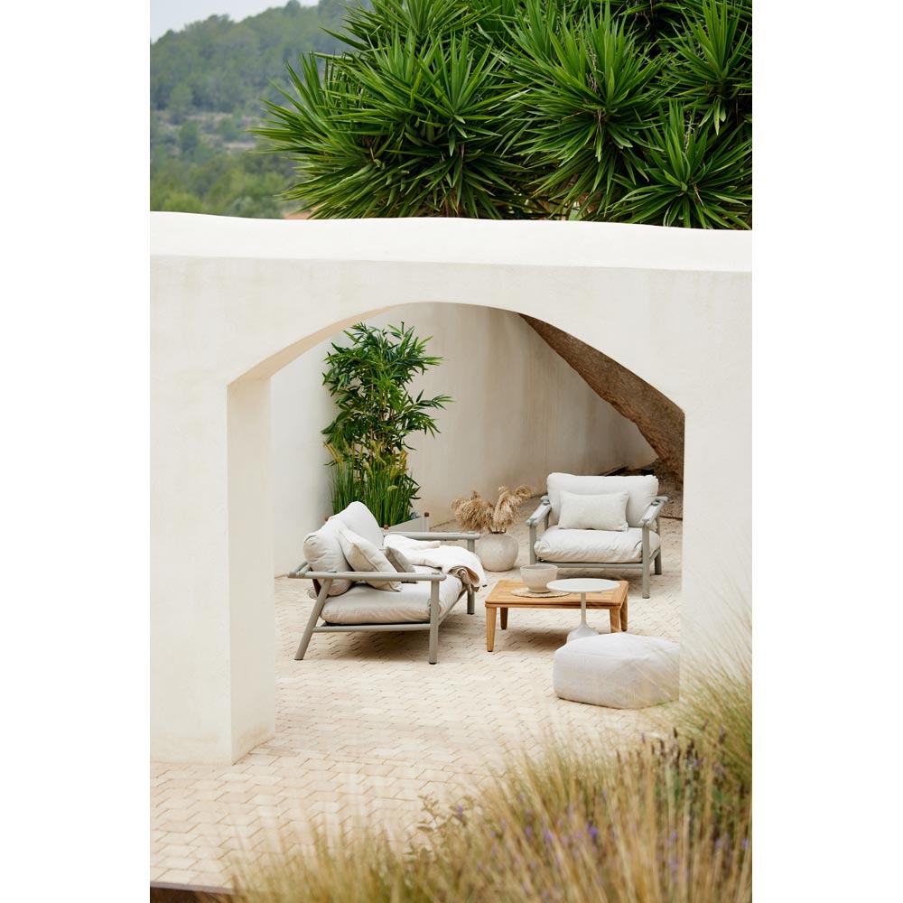 Sticks 2 Seater Sofa - Umber Brown Cushions, Taupe Aluminum Frame