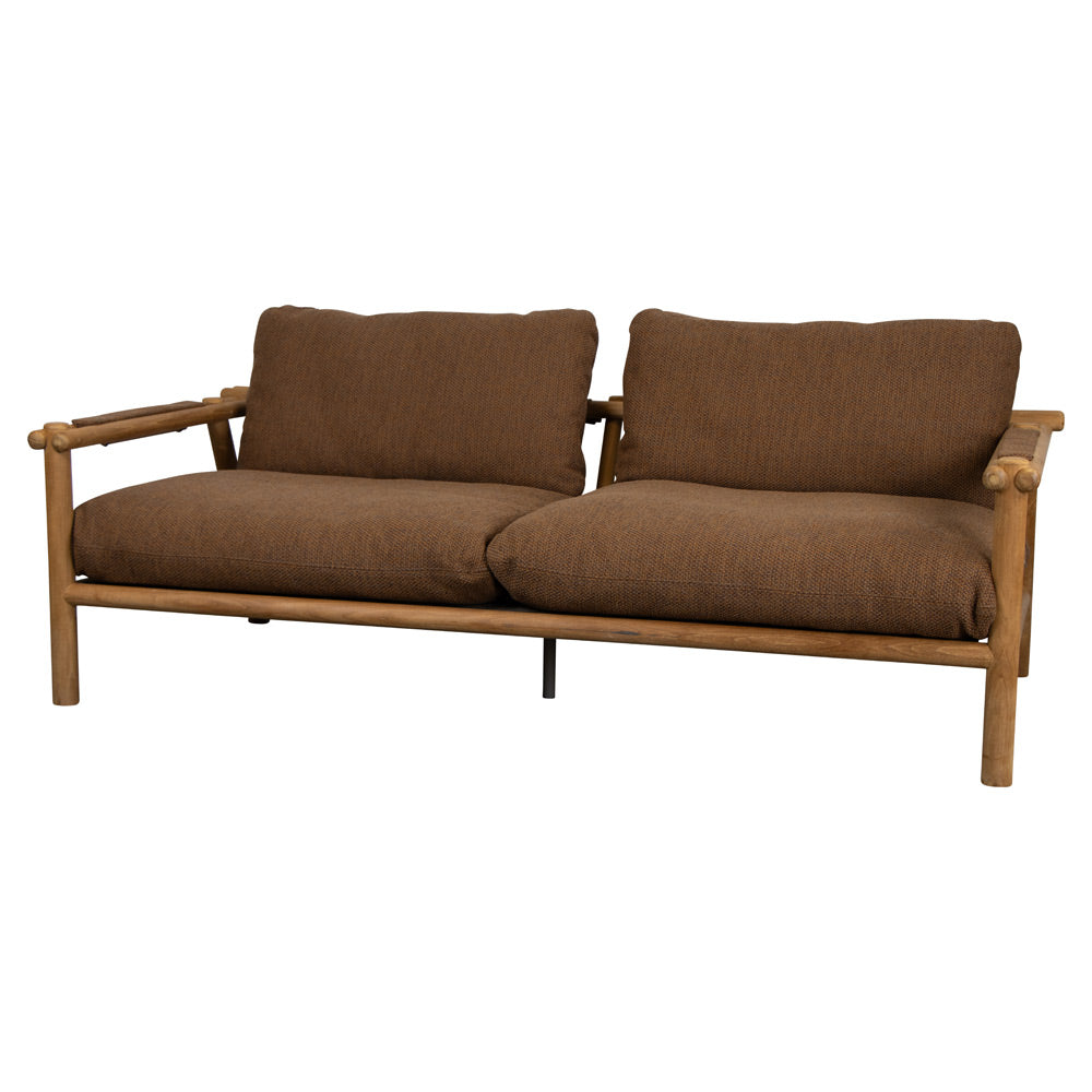 Sticks 2 Seater Sofa - Umber Brown Cushions, Teak Frame