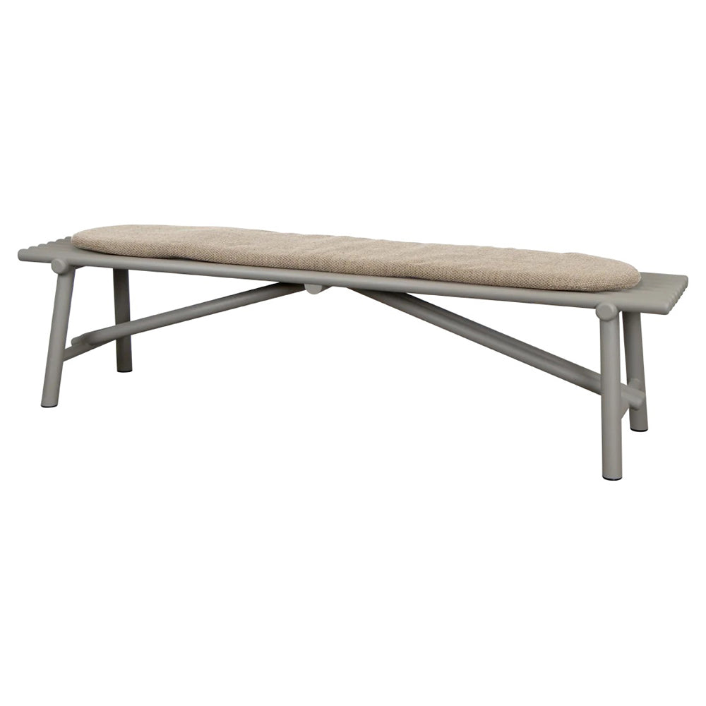 Sticks Bench - Taupe Aluminum, Light Brown Cushion