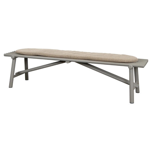 Sticks Bench - Taupe Aluminum, Light Brown Cushion