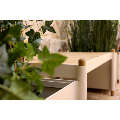 Sticks bench with 2 planters -Teak, Lava Gray Aluminum