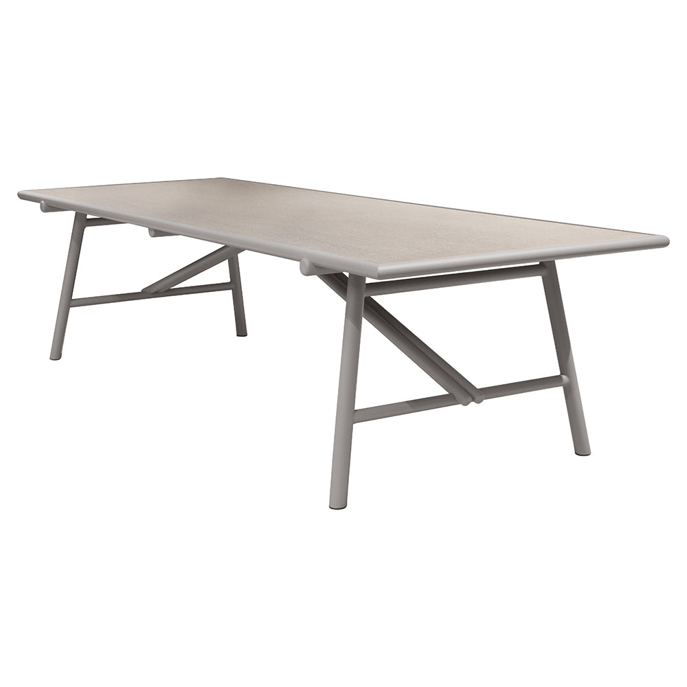 Sticks Dining Table - Basalt Ceramic Top, Taupe Aluminum Base