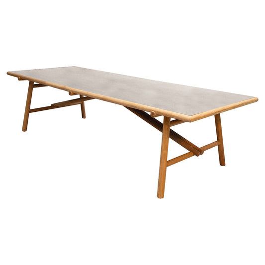 Sticks Dining Table - Basalt Ceramic Top, Teak Base