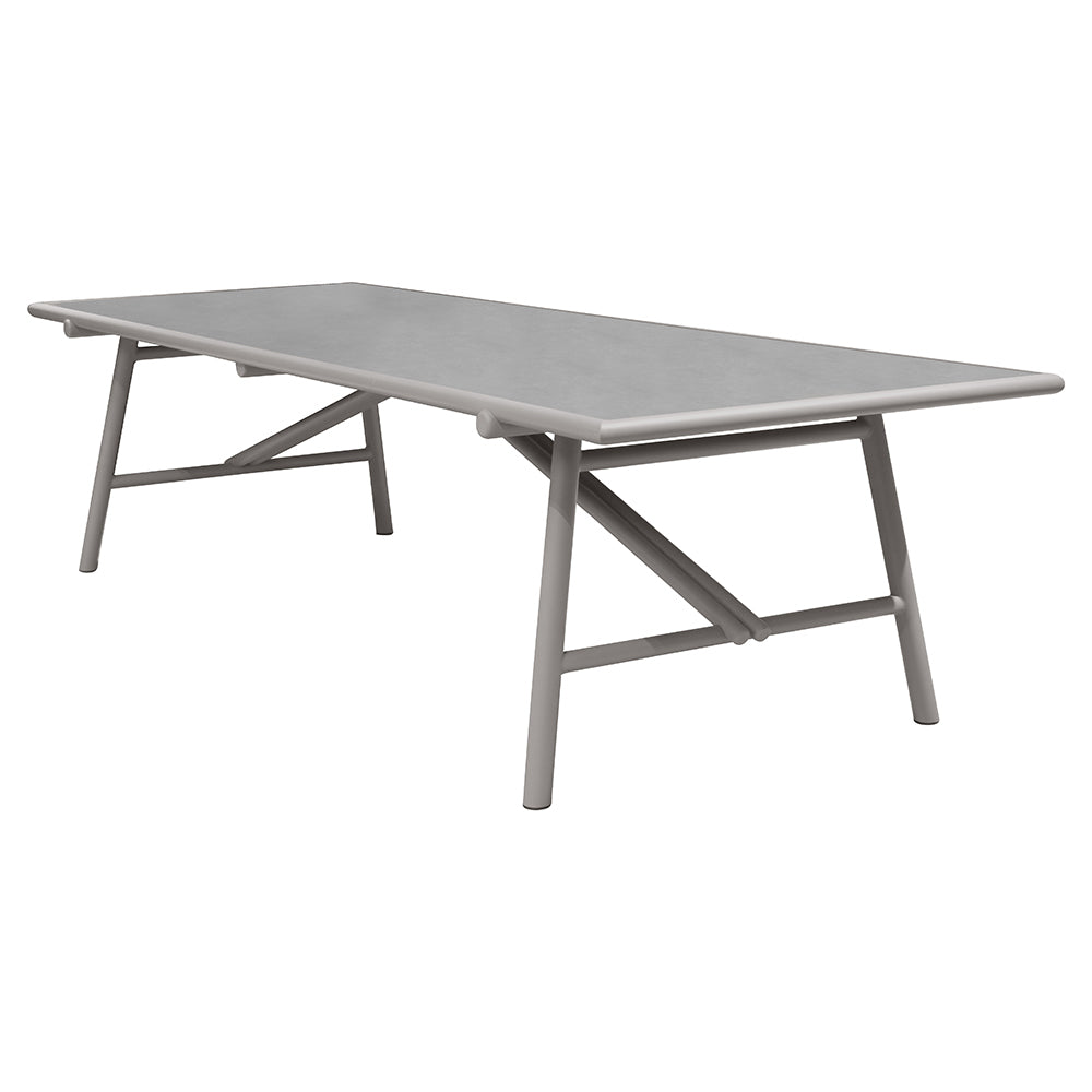 Sticks Dining Table - Concrete Gray Ceramic Top, Taupe Aluminum Base