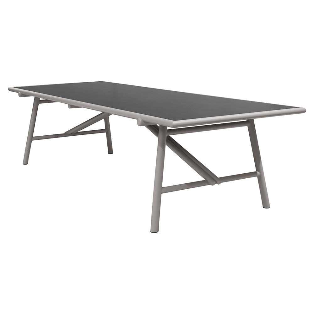 Sticks Dining Table - Nero Black Ceramic Top, Taupe Aluminum Base