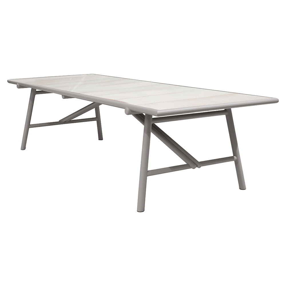 Sticks Dining Table - Sand Stone Glazed Top, Taupe Aluminum Base