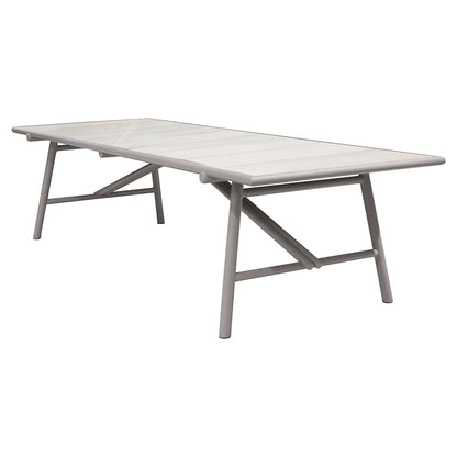 Sticks Dining Table - Sand Stone Glazed Top, Taupe Aluminum Base