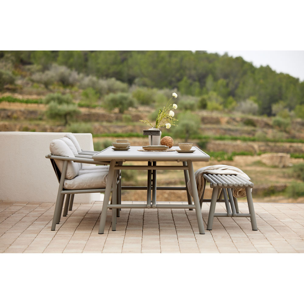 Sticks Dining Table - Sand Stone Glazed Top, Taupe Aluminum Base