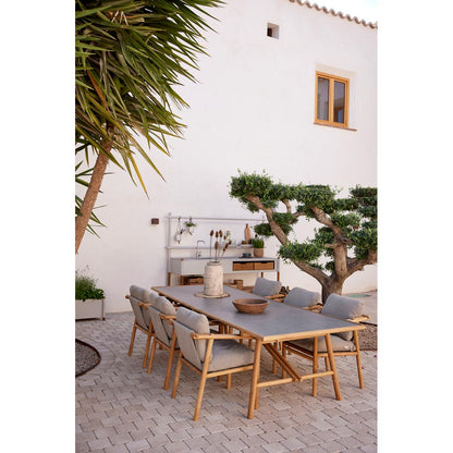 Sticks Dining Table - Sand Stone Glazed Top, Taupe Aluminum Base