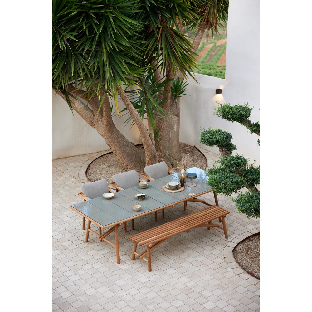 Sticks Dining Table - Sand Stone Glazed Top, Taupe Aluminum Base