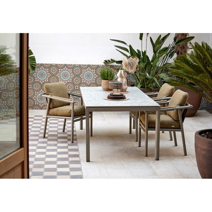 Sticks Dining Table - Sand Stone Glazed Top, Taupe Aluminum Base