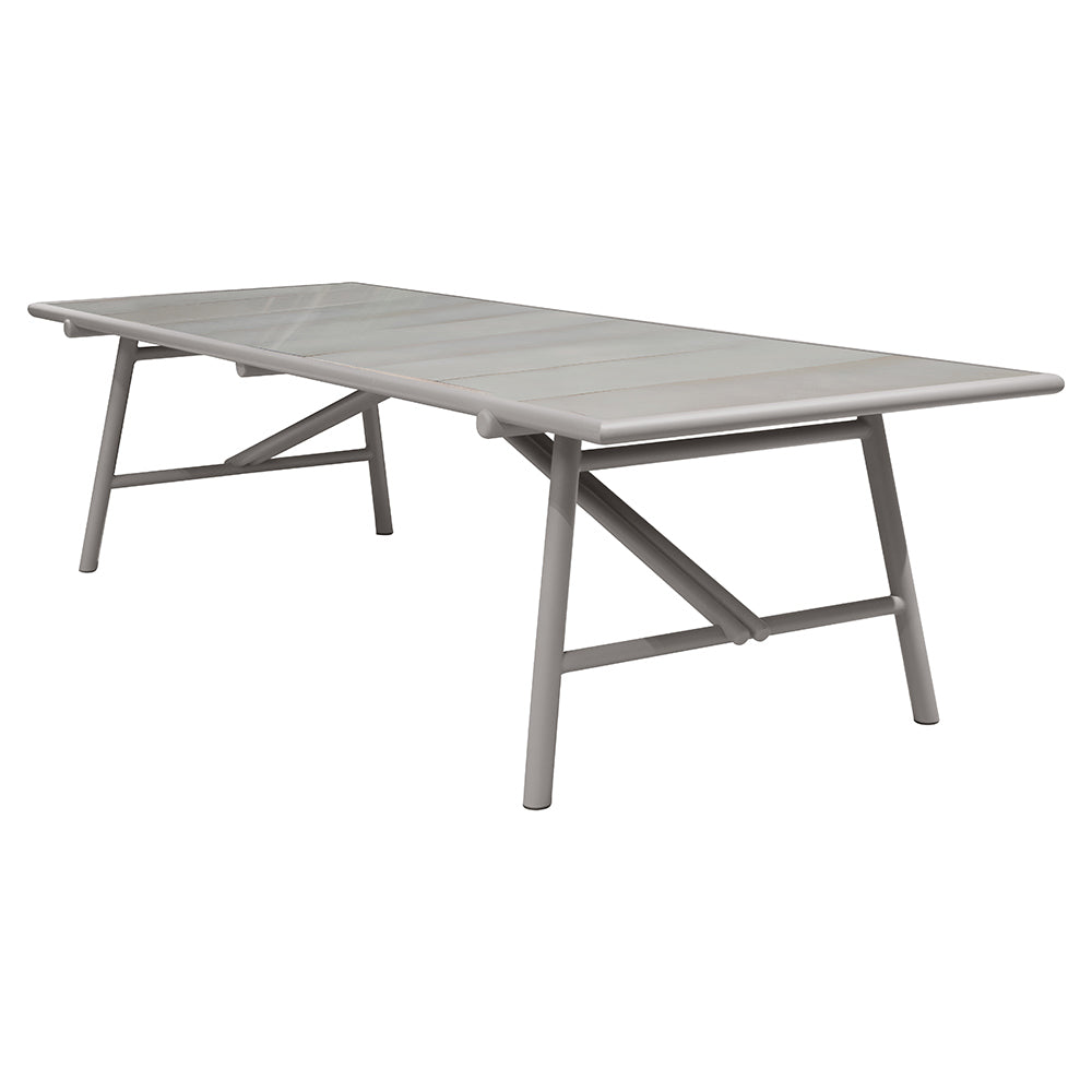 Sticks Dining Table - Taupe Lava Stone Glazed Top, Taupe Aluminum Base